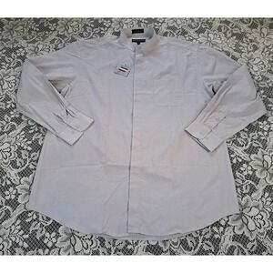 Daniel Ellissa Shirt Size 17.5 Silver Banded Collar Long Sleeve Styl BS3001C NWT